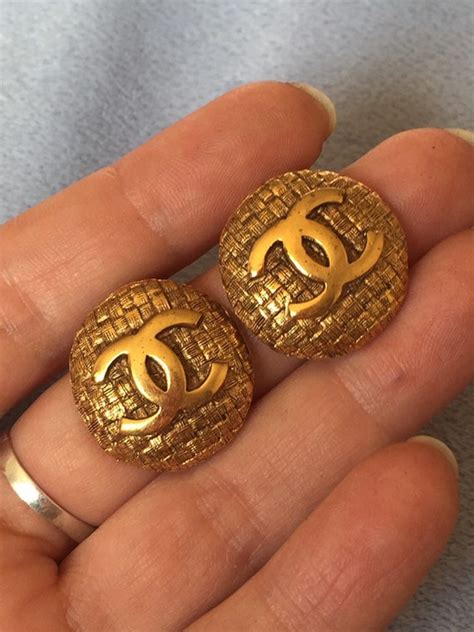 earrings chanel logo|authentic chanel logo earrings.